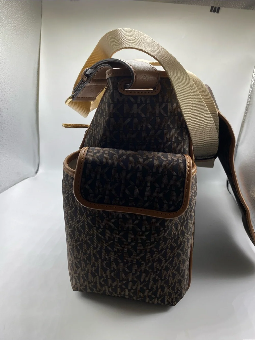 Michael Kors Brown Logo Diaper messenger bag